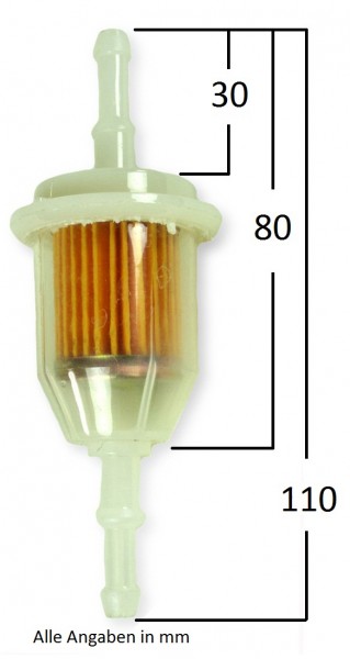 Benzinfilter 6 - 8 mm - Kraftstofffilter mit Schlauchanschluss - Universalfilter