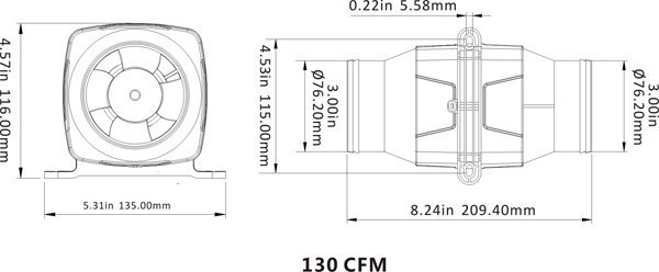 SEAFLO ® Blower 3" Motorraumlüfter 12 V + Blowerschlauch 5 m
