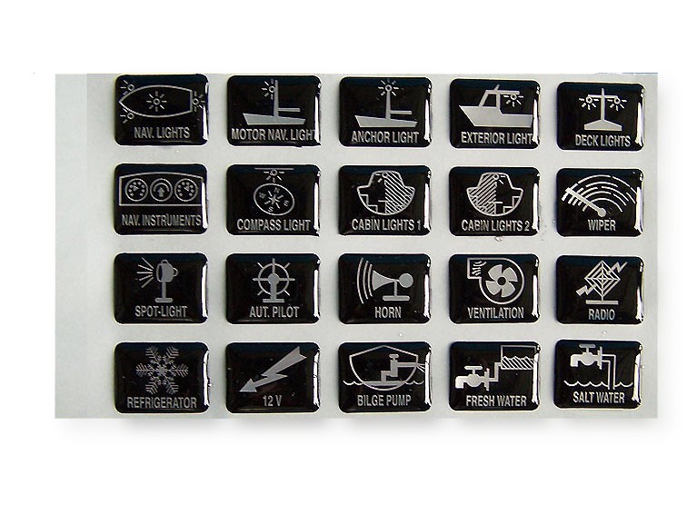 20 Symbole f. Schaltpaneel & Schalter