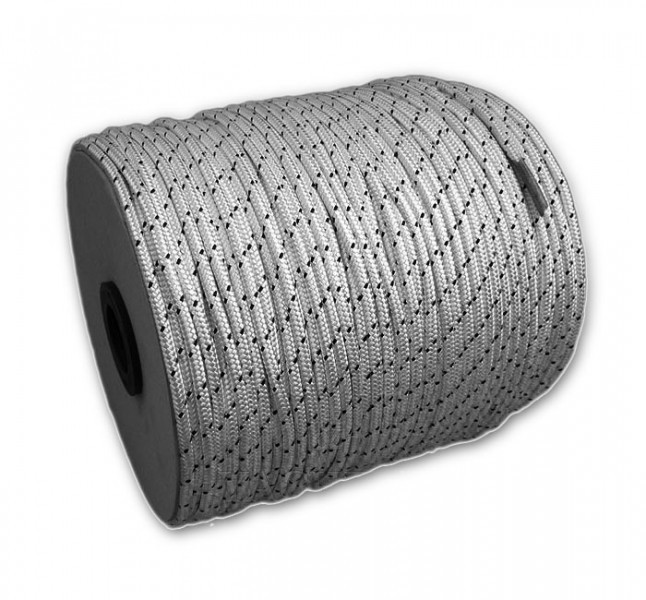 Polyesterleine 8 mm weiß mit schwarzem Kennfaden