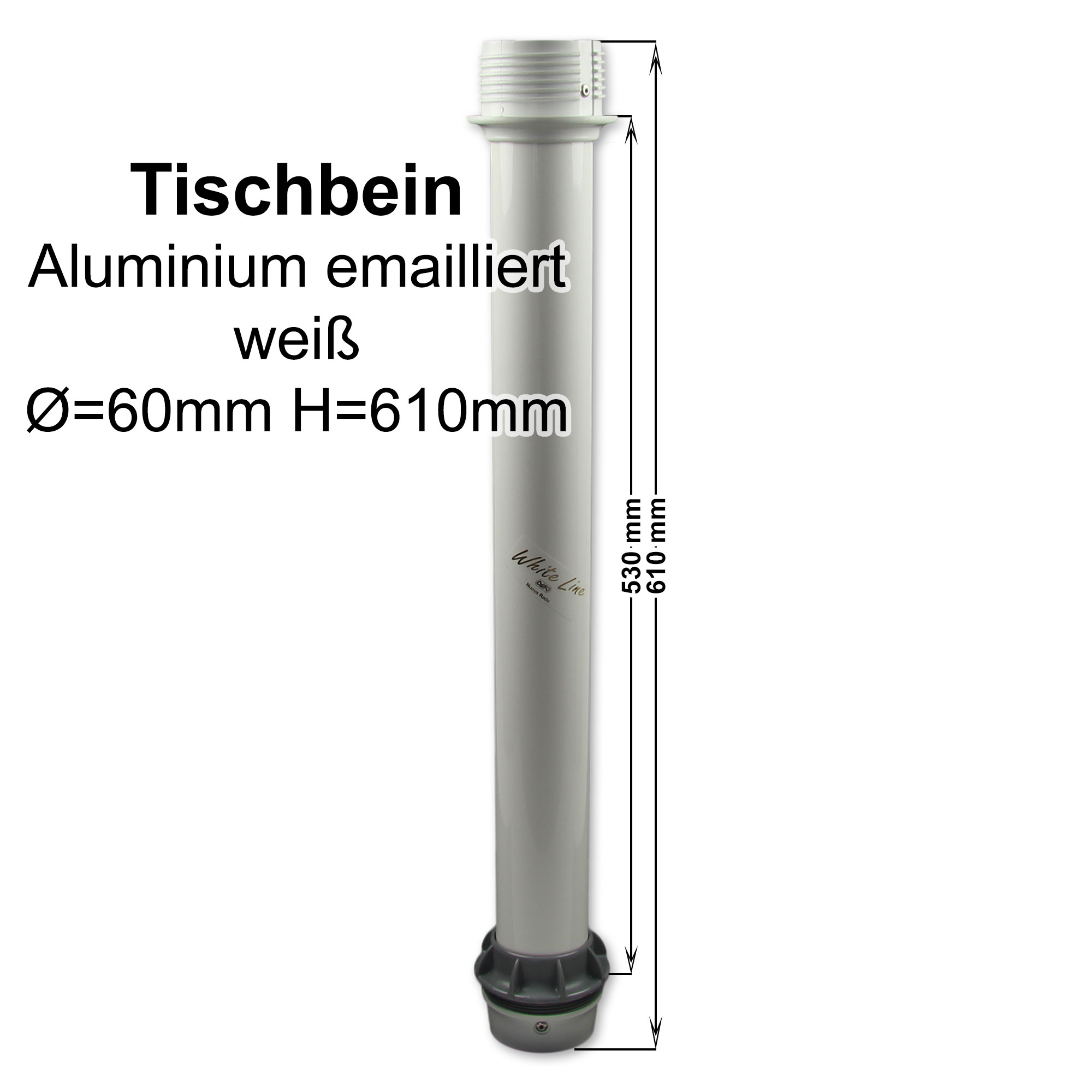 Tischbein Aluminium Weiß 64cm