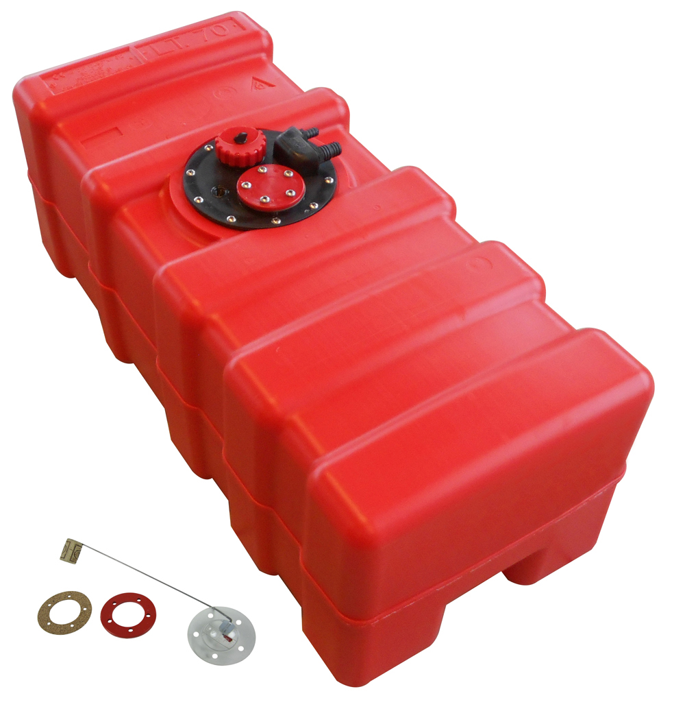Kraftstofftank rot / Anschlussnippel (11mm) / Füllstandsanzeige manuell
