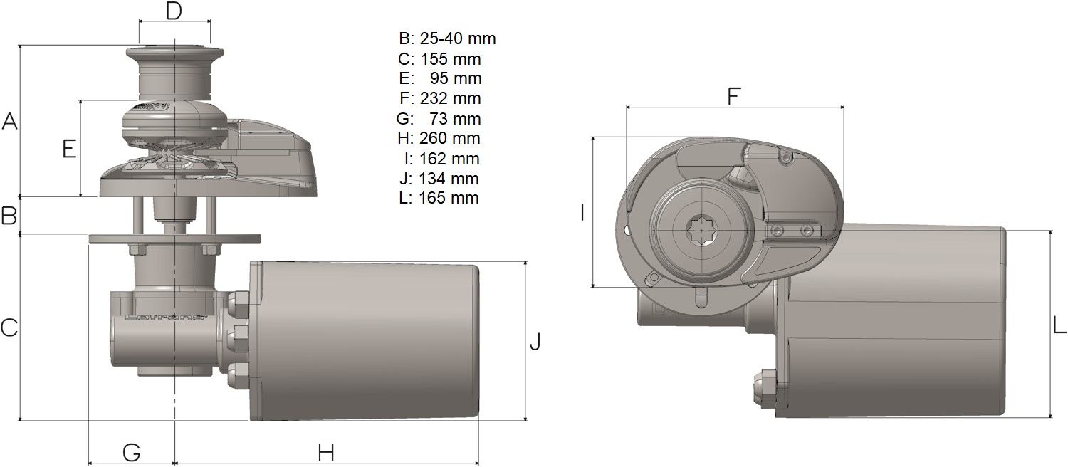 Lofrans' Ankerwinde X2 Low Profile 800 W Aluminium für 6 oder 8 mm Kette