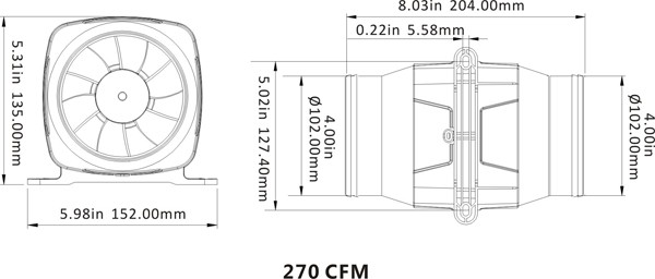 SEAFLO ® Blower 4" Motorraumlüfter 12 V + Blowerschlauch 3 m