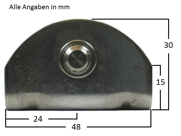 Befestigungsplatte für Gasdruckfeder mit Augenaufnahme - 90° - 48 x 30 mm