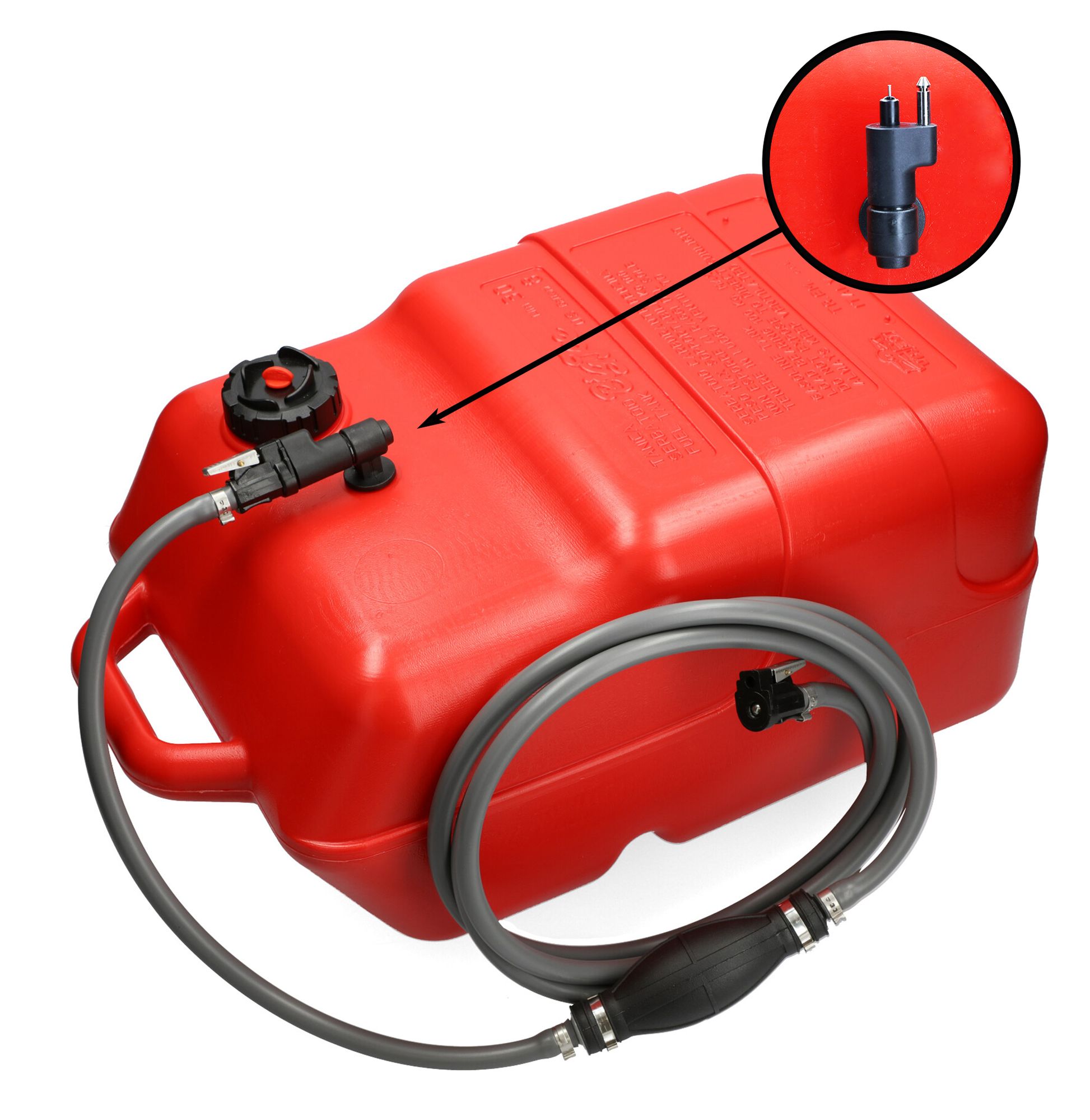 Kraftstofftank rot mit Yamaha Anschluss / 3m Schlauch